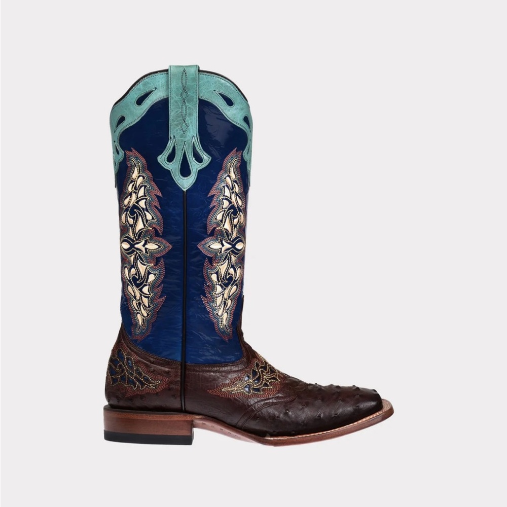 Lucchese Turquoise and Navy Heeled Boots - AMBERLYN